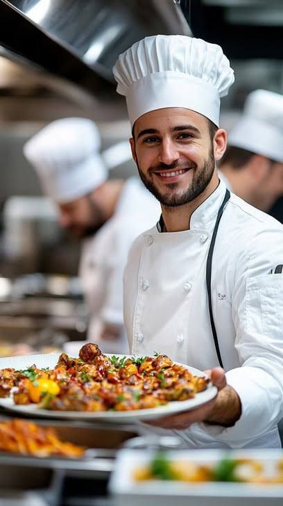 Chef presenting a plated dish